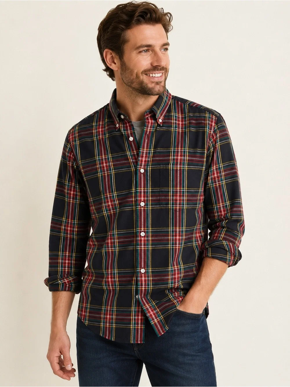 J Crew Flex Plaid Shirt Mens M Slim Untucked Stretch Cotton‎ Button Down Preppy